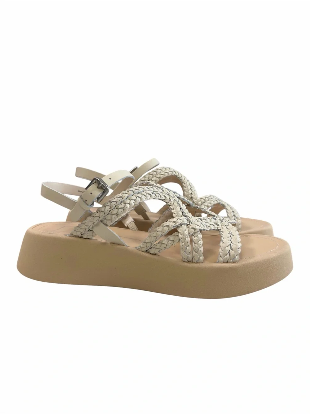 NWOB Dolce Vita Gatsby Braided Strappy Leather Platform Wedge Sandals Creme Sz10